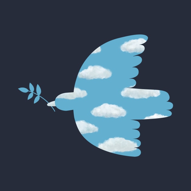 Blue Sky peace dove - surreal bird design by Cecca Designs by Cecca