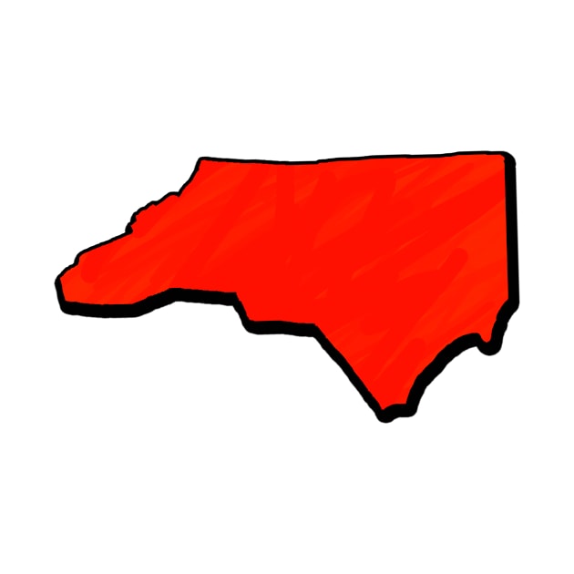 Bright Red North Carolina Outline by Mookle