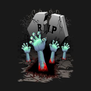 Zombie Hands on Cemetery T-Shirt