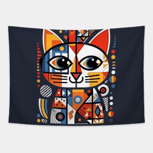 A Geometric Cat Design Tapestry