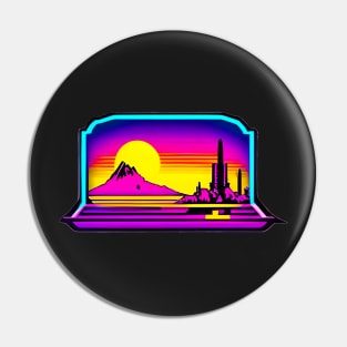 Synthwave sunset sun  astral retro colorfull sticker Pin