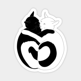 Black and White Hugging Cats Magnet