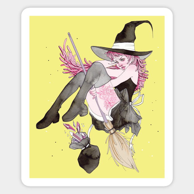 The witch with the gems - Witch - Sticker