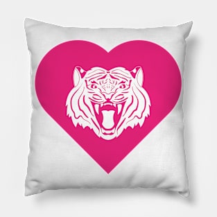 Tiger Mascot Cares Pink Pillow