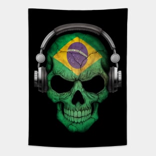 Dark Skull Deejay with Brazilian Flag Tapestry