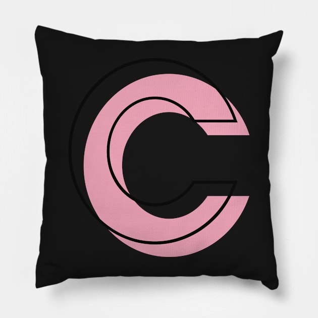 C Letter Initial Monogram Modern Pink Linear Pillow by Asilynn