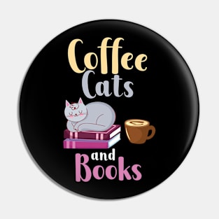 Coffee Cats Books Pin