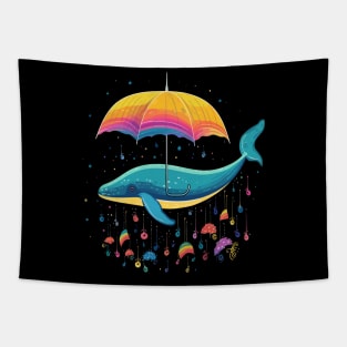 Whale Rainy Day With Umbrella Tapestry
