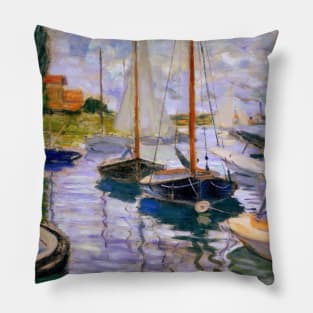 Sailboats on the Seine at Petit - Gennevilliers by Claude Monet Pillow