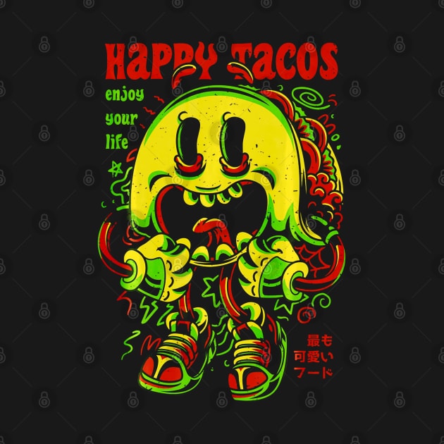 Happy Tacos Funny Taco Japanese Anime by CovidStore
