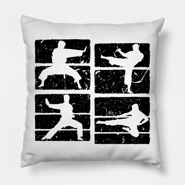 Karate Silhouette Taekwondo Kick Martial Arts Pillow by Humbas Fun Shirts