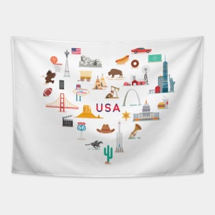 USA famous places and landmarks Tapestry