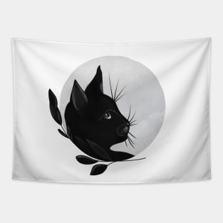 Black Cat - Moon Cat Tapestry