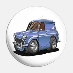 Cartoon drawings of Morris Mini 1000 Blue Pin