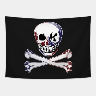 Ok Boomer Colorful Jolly Roger Pirate Red White Blue Tapestry