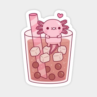 Cute Axolotl Hanging Around In Bubble Tea Magnet