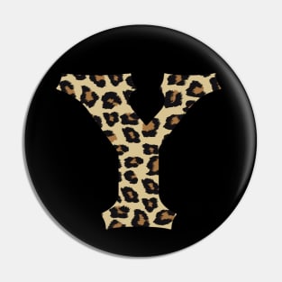 Letter Y Leopard Cheetah Monogram Initial Pin