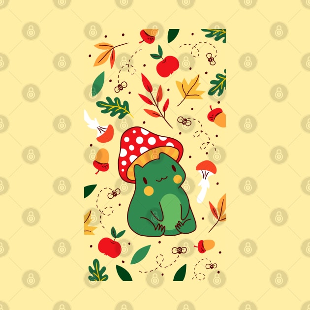 Cute Cottagecore Mushroom Frog by Sugoi Otaku Gifts