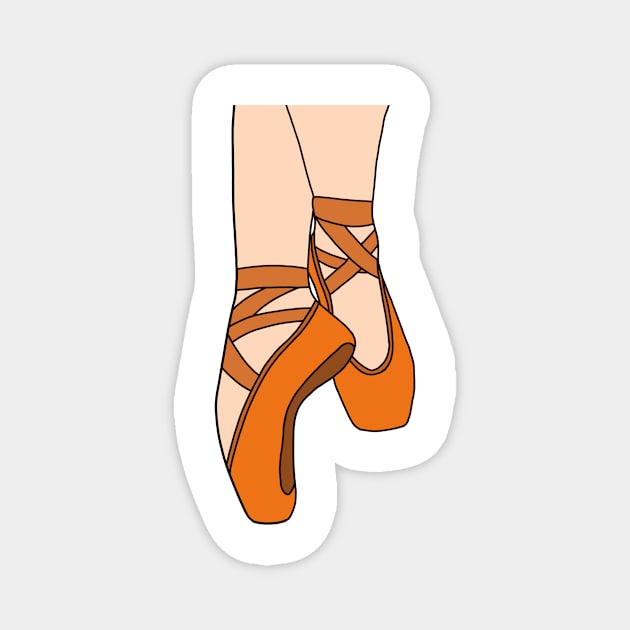 Orange pointe shoes Magnet by CalliesArt