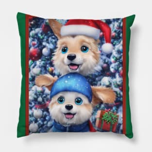 Cute father and son anime christmas dogs Pillow