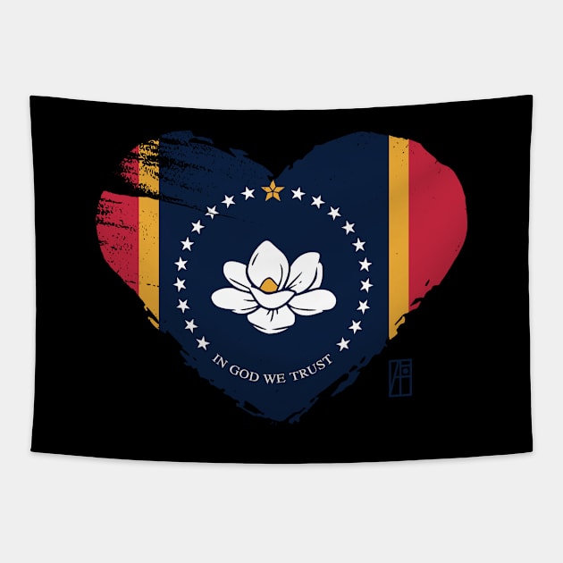 U.S. State - I Love Mississippi - Mississippi Flag Tapestry by ArtProjectShop