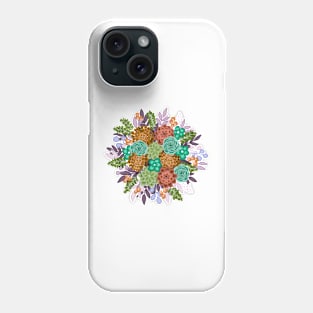 Orange and teal Floral bouquet Phone Case