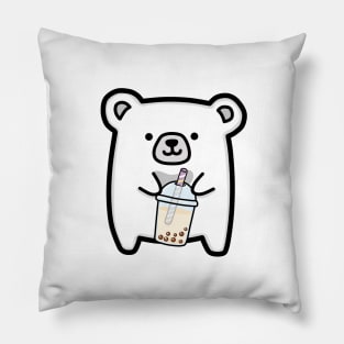 Baby Polar Bear Loves Boba Tea! Pillow