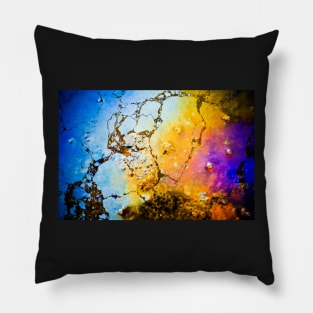 Abstract picture of colours made by oil on the beach Pillow