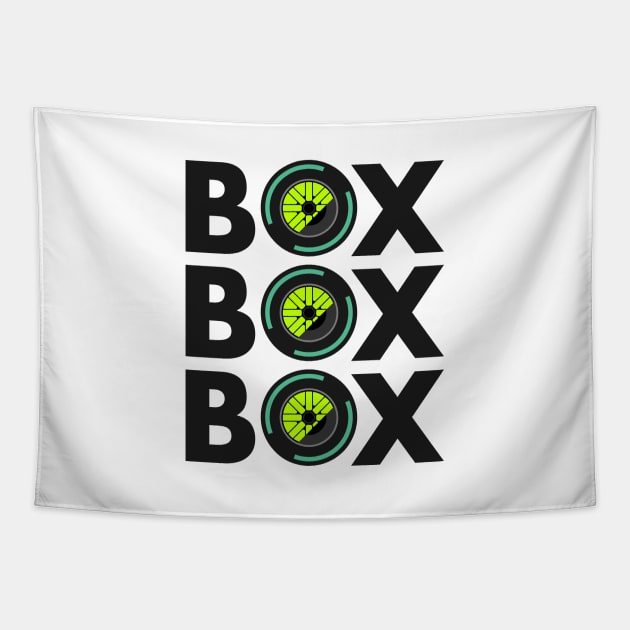 Box Box Box Brawn Edition F1 Tyre Compound Design Tapestry by DavidSpeedDesign