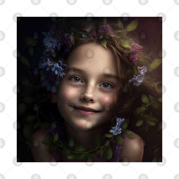 A Young Child Wearing A Wreath of Flowers by daniel4510