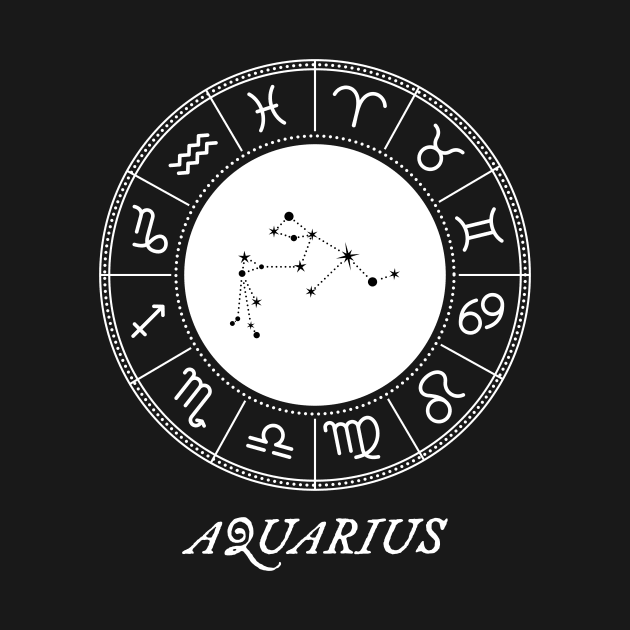 Aquarius Zodiac Sign Design With Constellation by My Zodiac Apparel