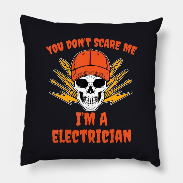 Skull Crossbones Electrician Costume Easy Halloween Pillow by SabraAstanova