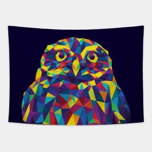 Rainbow Geometric Owl Tapestry