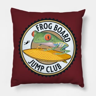 Funny Cute Red Eyed Tree Frog on Skateboard Pillow