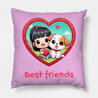 Puppy & Girl - Best friends Pillow