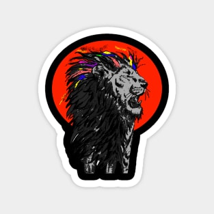 Lion with sun behind it and added colour Magnet