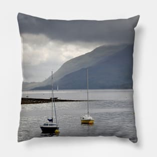 Boats moored in the harbour at Fort William, Scotland Pillow