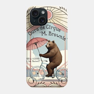 Vintage circus bear bicycle French art nouveau poster Phone Case