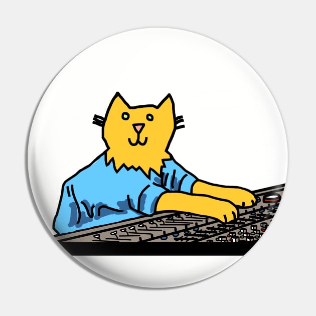 Cat in Control Making Music Pin by ellenhenryart