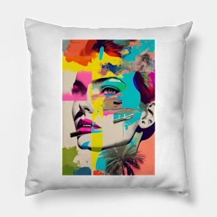 Abstract pop art style woman portrait Pillow