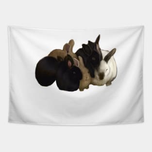 Bunny rabbit cuddles - cute bunny rabbits piling on for a big group hug Tapestry