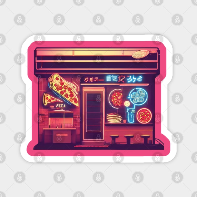 Retro pizza place - japanese style Magnet by MadaPisi