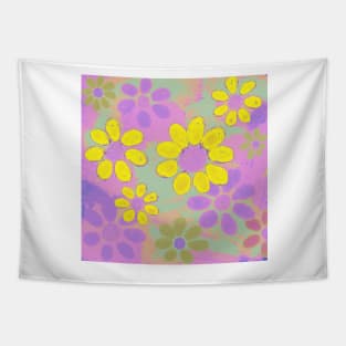 Neon Colorful Daisy Sunflower Floral Pattern Tapestry