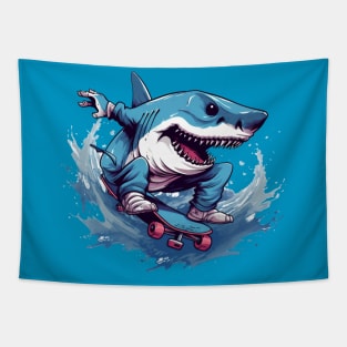 shark riding a skateboard Tapestry