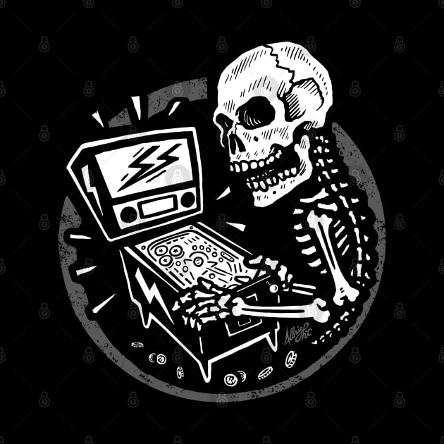 Skeletal When Lit - Pinball Playing Skull by BradAlbright