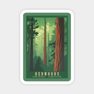 Redwoods Vintage Travel Poster Magnet