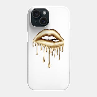 Metallic Dripping Gold Lips Phone Case