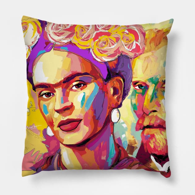 Frida Kahlo and Van Gogh Pillow by mailsoncello