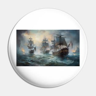 Naval Battle Between Pirate Sailing Ships, Caribbean Seascape #3 Pin