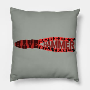 Electrical Humor, Funny Journeyman Red typography, Squeezy Hammer Pillow